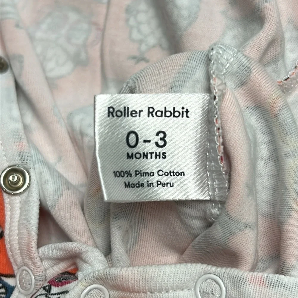 Roller Rabbit 0-3 months Orange Owl Snap Button Footie Pajama Onesie
